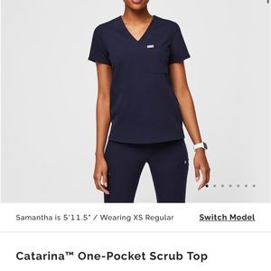 Figs small navy scrub top